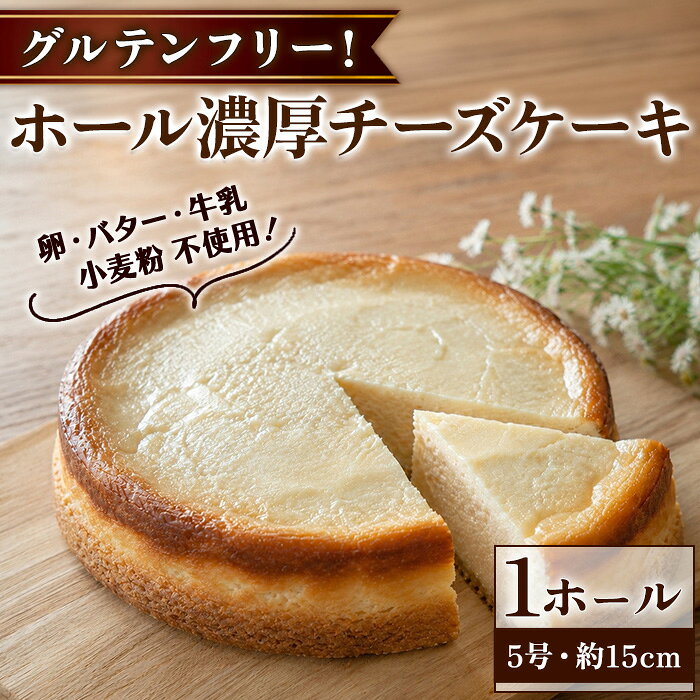 【ふるさと納税】グルテンフリー ホール濃厚チーズケーキ(5号サイズ・約15cm) ヴィーガン チーズケーキ 豆腐 お菓子 スイーツ 洋菓子 デザート ヘルシースイーツ 1ホール 冷凍 【fc-TQ004】【リトリートかるむ】