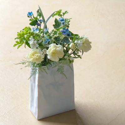 ふるさと納税 瀬戸市 【瀬戸焼】ニュークリンクルスーパーバッグ#3 花器 ホワイト【セラミック・ジャパン】