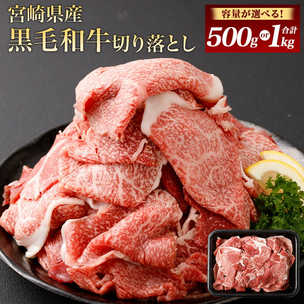 【ふるさと納税】【選べる容量】＜黒毛和牛切り落とし 500g×1～2パック＞翌月末迄に順次出荷 500g×1パック または 500g×2パック 計500g～1kg 黒毛和牛 和牛 牛肉 肉 切り落とし 切落し お肉 国産 九州産 冷凍 宮崎県 高鍋町 送料無料