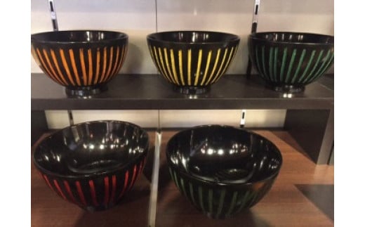 香川漆器「彩汁椀」5客セット