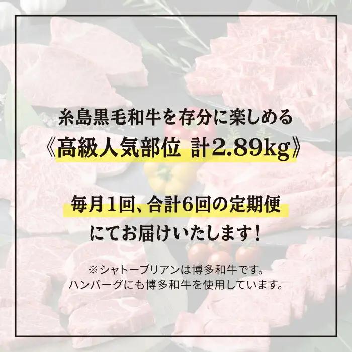【全6回定期便】 糸島 黒毛和牛 食べ比べ セット 2人前 約2.8kg 糸島市/糸島ミートデリ工房 [ACA110] 定期便 肉 ランプ シャトーブリアン