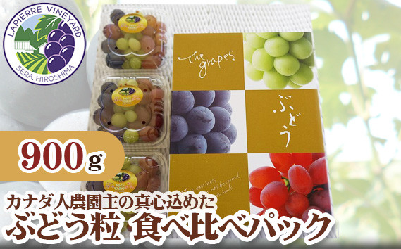 
No.182 【カナダ人農園主の真心を込めた】ぶどう粒食べ比べパック約0.9kg ／ 果物 フルーツ 葡萄 ブドウ 広島
