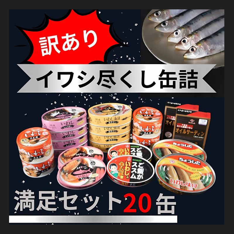 【ふるさと納税】 訳あり 缶詰 7種 イワシ尽くし 満足セット( 20缶 ） 缶詰 いわし 詰め合わせ おすすめ セレクト 人気 おつまみ 美味しい 国産 国内産 醤油 明太子 キムチ しょうゆ 醤油 アレンジ 非常食 保存食 常備 災害 備蓄品 和風 洋風 送料無料 千葉県 銚子市