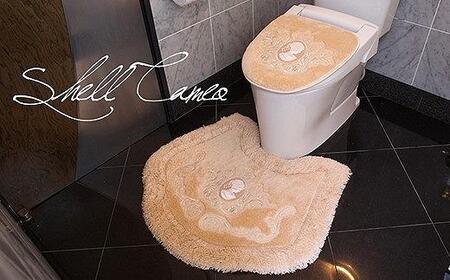 シェルカメオ 【アプリコット】 トイレマット・フタカバーセット // トイレマット トイレマット・フタカバーセット