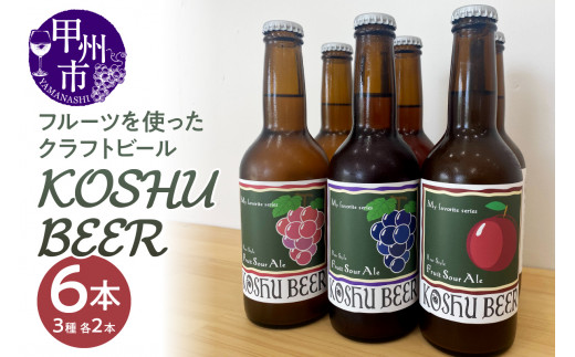 
KOSHU BEER フルーツを使った酸っぱいクラフトビール3種類×2本セット（KBR）B18-660
