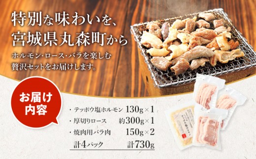【古今東北】 丸森町大槻ファーム 豚肉3種セット(計730g）