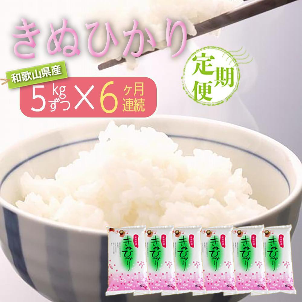 【ふるさと納税】［お米の定期便／全6回］和歌山県産 米 キヌヒカリ30kg (5kg×6) 2025年産 ［SL21］ | お米 こめ 白米 食品 人気 おすすめ 送料無料　定期便