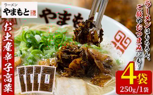 
お土産辛子高菜(250g×4P・計1kg)漬物 漬け物 高菜 辛子高菜 ご飯のお供 おかず おつまみ ラーメン 福岡 小分け 常温 常温保存【ksg1232】【ラーメンやまもと春日本店】
