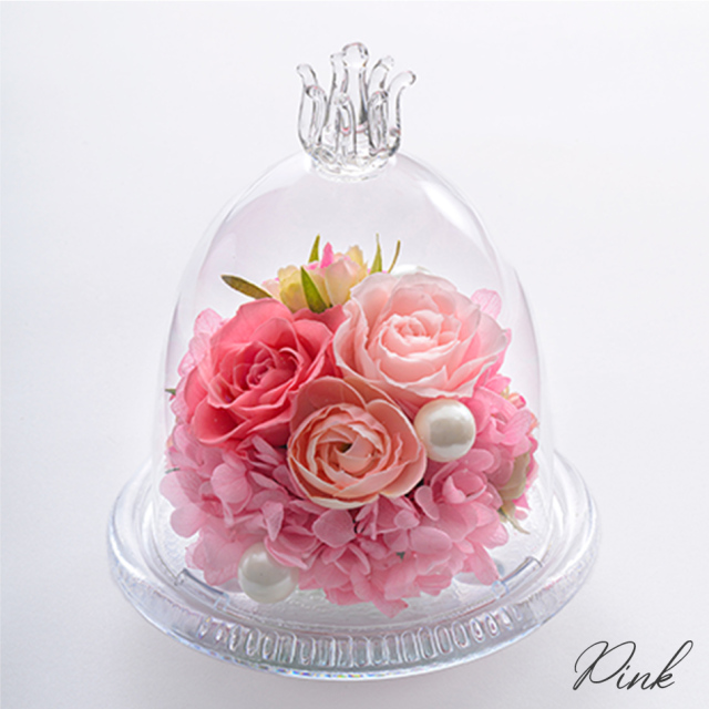 ガラスドームS 花 お花 プリザーブドフラワー ギフト プレゼント お祝い 誕生日 お供え アレンジ インテリア 東京都 墨田区【レッド】