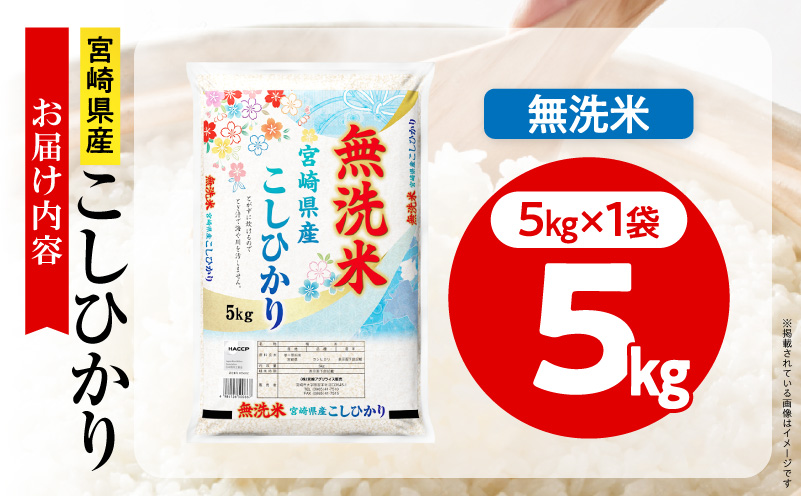 【2～7営業日以内に発送予定】【無洗米】《令和8年産》宮崎県産こしひかり 合計5kg(5kg×1袋) 宮崎県産 国産 国産米 こしひかり 5kg 無洗米 お米 ご飯 超早場米
