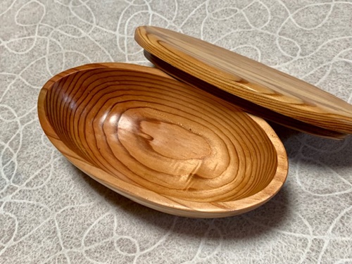 吉野杉 楕円型 ダイエット スリム 弁当箱／津田瑞苑 ボウル 木製 スギ ガラス ウッド コート コーティング 奈良県 宇陀市