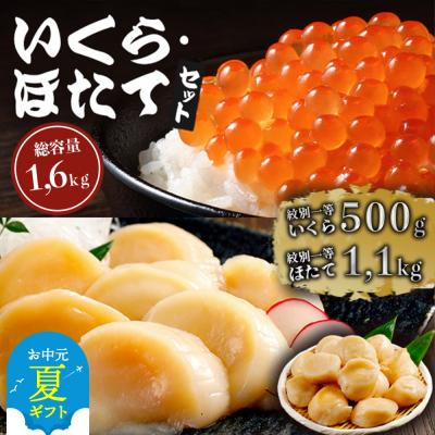 ふるさと納税 紋別市 【お中元】紋別一等〜いくら醤油漬け500gほたて1.1kgセット