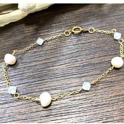 ふるさと納税 小山市 淡水パールとクリスタルビーズのブレスレット |  | 01