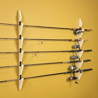 ふるさと納税 横手市 WOOD WORKS ロッドスタンド 壁掛け 5本用【ナチュラル】 |  | 01