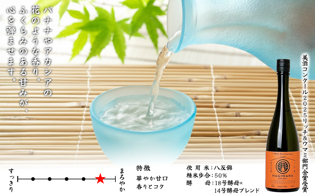【美酒コンクール2025 金賞受賞】萩原 純米大吟醸 八反錦一回火入れ (720ml×1本) 日本酒 K2682