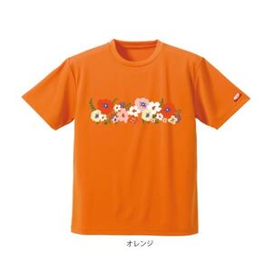 JTTA公認　卓球ユニフォーム【男女兼用(ドライ):150サイズ】フラワー2　オレンジ【1673913】