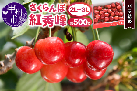 大粒さくらんぼ童夢の「紅秀峰」バラ詰め（約500g 2L～3L）【2026年発送】（DOM）C-141