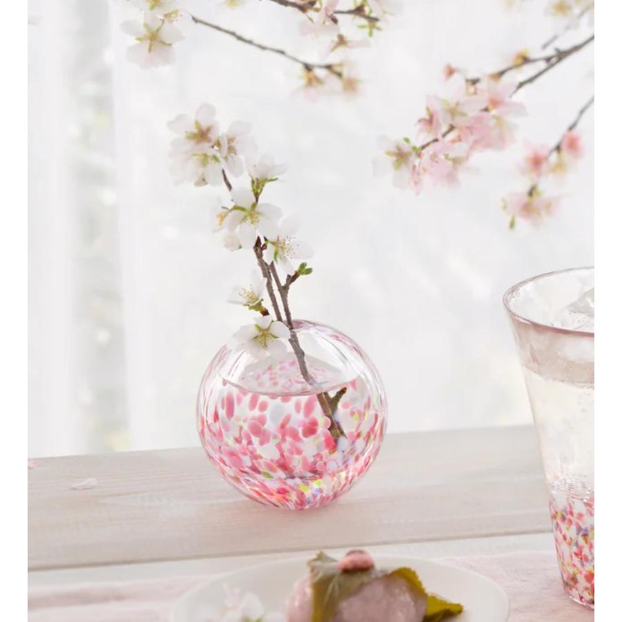 ＜津軽びいどろ＞一輪挿し 舞う桜