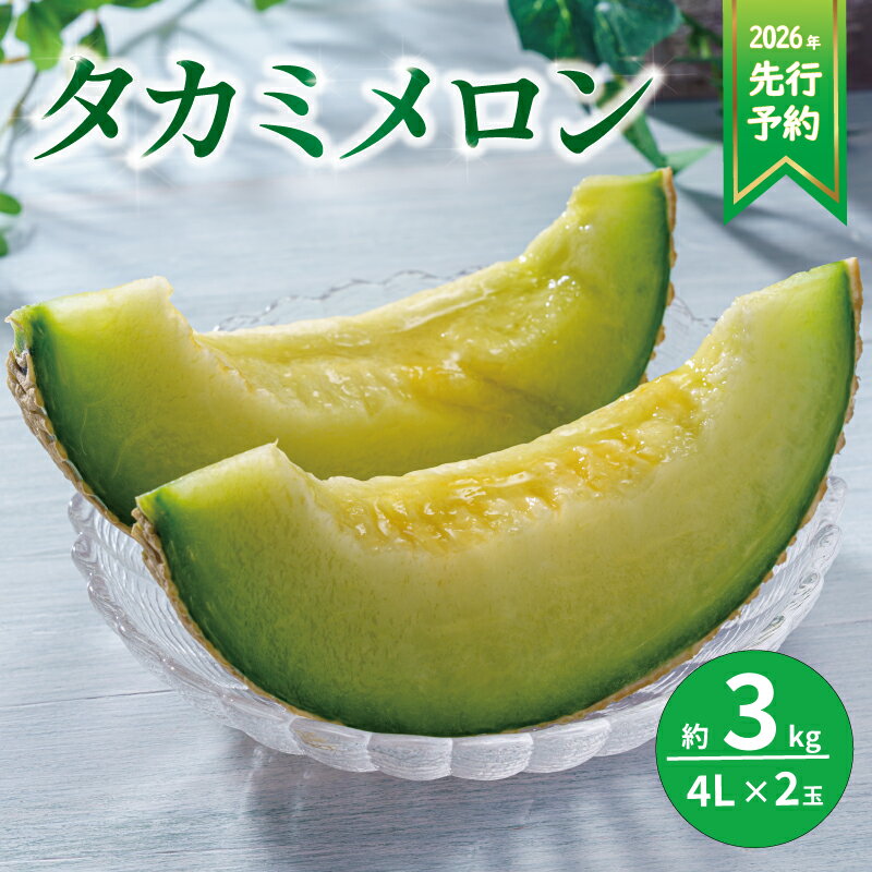 【ふるさと納税】 【 2026 年 先行予約】 貴味 メロン 約 3kg以上 青肉 （ 4L × 2玉 ） 国産 めろん melon 甘いメロン タカミメロン 産地直送 甘い おすすめ 人気 旬 果物 くだもの フルーツ ご褒美 プレゼント 季節限定 期間限定 数量限定 千葉県 旭市 株式会社勘兵衛