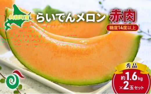2025年 8月 出荷 先行予約 メロン 北海道 共和町産 らいでんメロン 赤肉 2玉 セット フルーツ 果物 産地直送 JAきょうわ