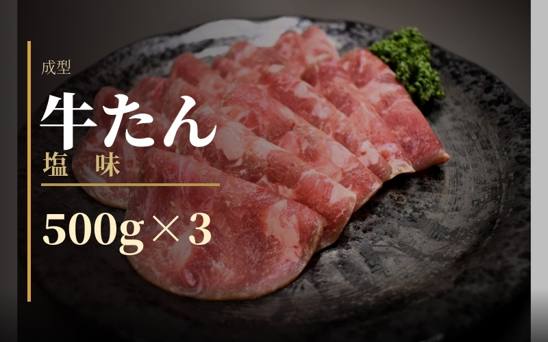 
                  成型　牛たん　塩味　500ｇ×３パック /  和牛 牛 肉 たんタン 【ttru039】
                