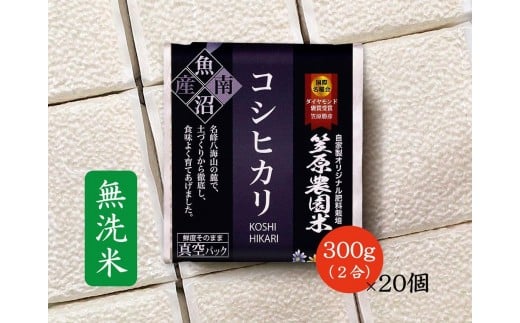 
                  【令和７年産】南魚沼産 笠原農園米 コシヒカリ 無洗米 ２合真空パック２０個 【簡易包装】
                