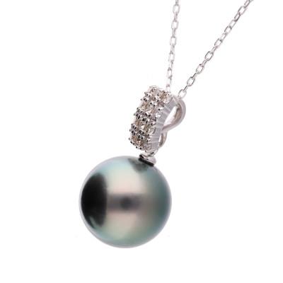 ふるさと納税 神戸市 【月影】黒蝶真珠(タヒチパール)ダイヤモンド PT900 プラチナ ペンダントトップ |  | 01