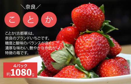 【2026年発送先行予約】【3回定期便】いちご 苺 古都華(ことか) 270gx4パック 1080g 特産品 いちご イチゴ 奈良県産いちご 大人気いちご 定期 いちご