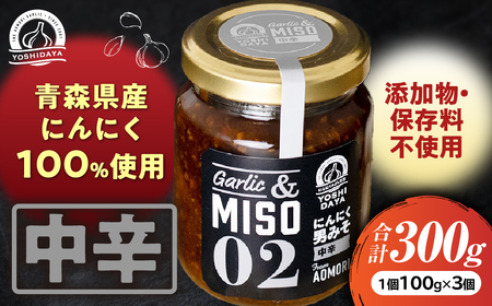 シリーズ人気No.1 青森県産にんにく にんにく一升漬け 中辛 100g 3個 セット 調味料 米