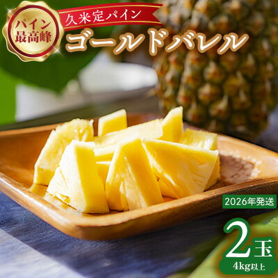 【ふるさと納税】【2026年発送】比屋定農園「久米定パイン」ゴールドバレル 2玉（4kg以上） パイナップル パイン 高級 最高峰 黄金色 大玉 糖度 濃厚 甘い 希少 樽型 フルーツ 果物 ジュース スムージー ケーキ アイス タルト 沖縄 久米島