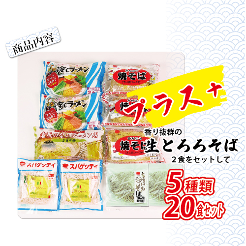 夏のめんお楽しみセット(5種類20食分) ｜ 焼きそば 中華ざる ラーメン 石川製麺 麺類 麺セット 夏 夏休み ランチ お昼ご飯 夕飯 冷し生ラーメン コシ ※北海道・沖縄・離島への配送不可_イメー