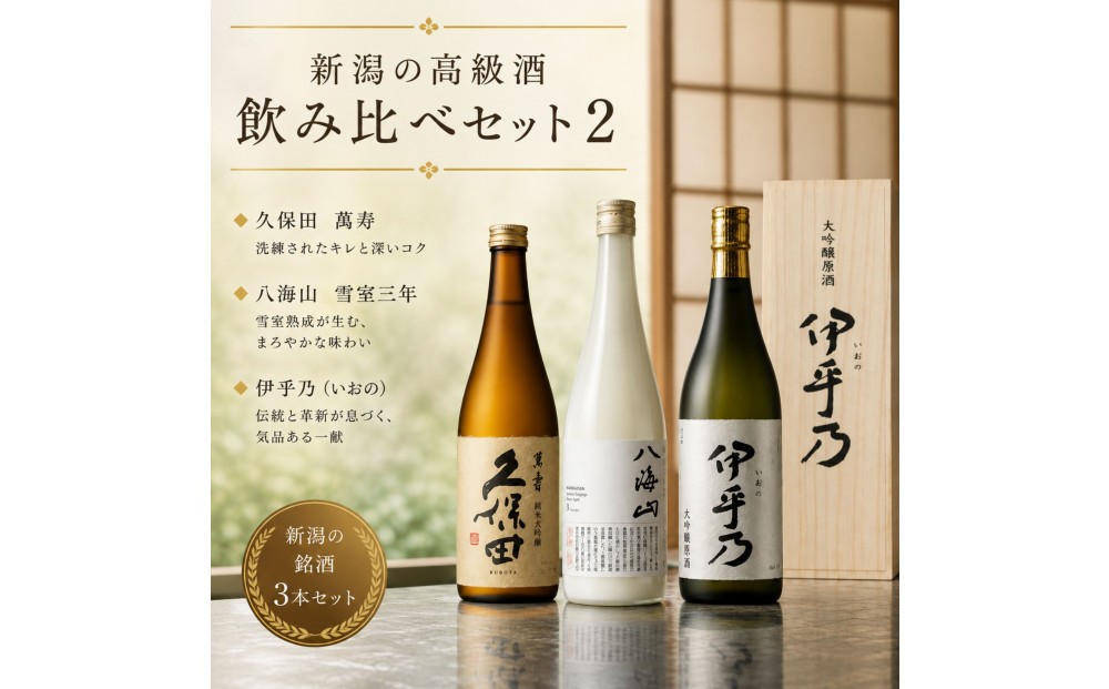 
                  新潟の高級酒飲み比べセット2(720ml×3本)
                
