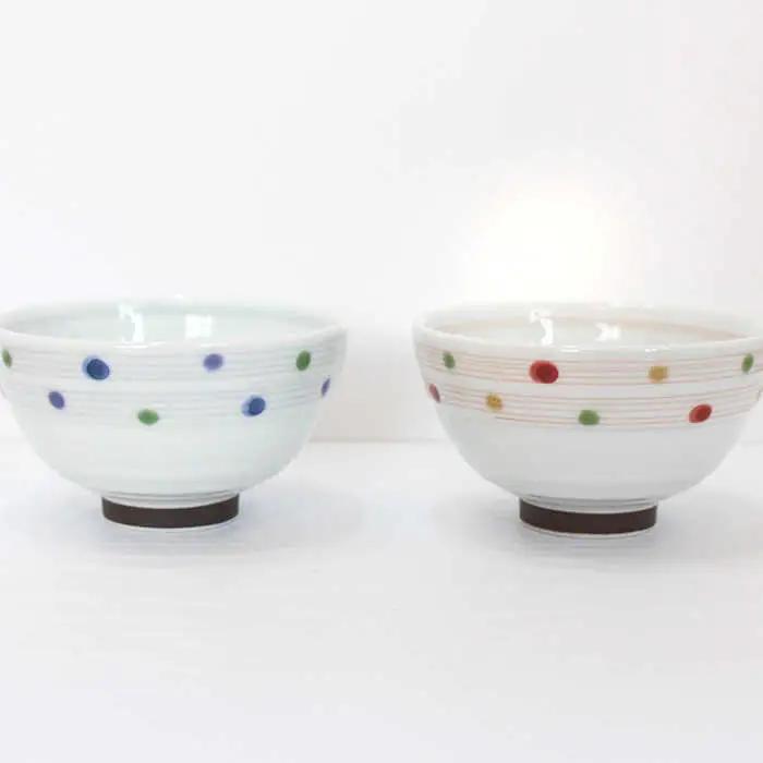 【波佐見焼】色彩水玉（ 茶碗 ・ 湯呑 ）4点セット 食器 皿 【陶芸ゆたか】 [VA93]  波佐見焼