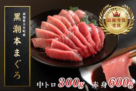 【高知県産 養殖本マグロ】900g(中トロ300g 赤身600g)小分け柵 急速冷凍