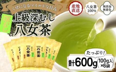 八女茶100％ まろやか濃い味「マイルド深むし特上煎茶」100g×６袋＜岩崎園製茶＞　075-023