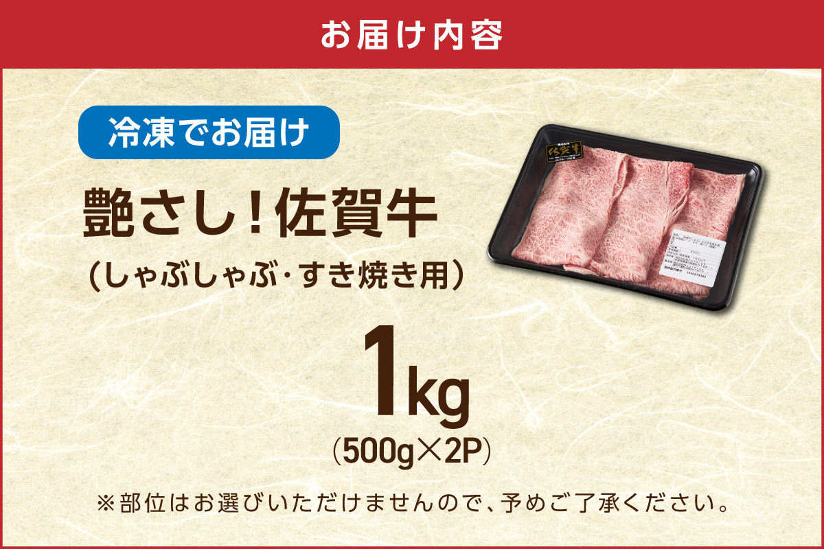 【 佐賀牛 1kg 】佐賀牛 艶さし！ しゃぶしゃぶ すき焼き 1kg（500g×2P） 159-J2247