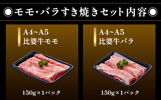 【比婆牛】A5〜A4ランク モモ・バラすき焼きセット 300g | 牛肉 黒毛和牛 すきやき 食べ比べセット お肉 広島県 しゃぶしゃぶ