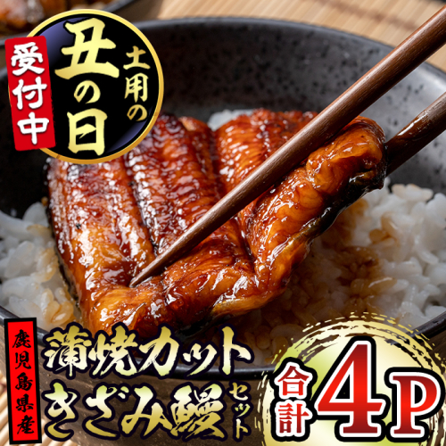 【12030-2607】＜土用丑の日までにお届け＞東串良町のうなぎ蒲焼カットときざみうなぎのおためしセット(合計4P・蒲焼カット80g×2P、きざみ鰻60g×2P)うなぎ 高級 ウナギ 鰻 国産 蒲焼 蒲焼き たれ 鹿児島 ふるさと 人気【アクアおおすみ】
