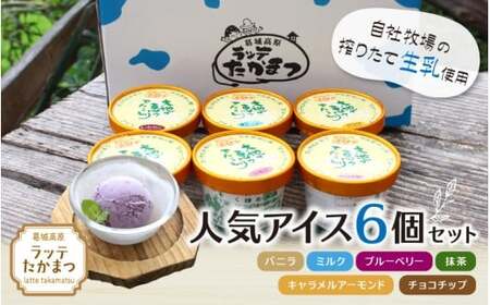 （冷凍） ラッテたかまつ 人気アイス 6個セット ／葛城 高原 牧場 ラッテのアイス【latt024】