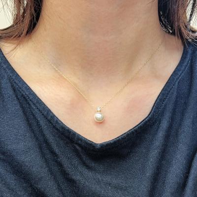 ふるさと納税 天草市 真珠 ネックレス ダイヤ 8mm - 8.5mm ホワイトピンク K18YG_S101-439 |  | 01