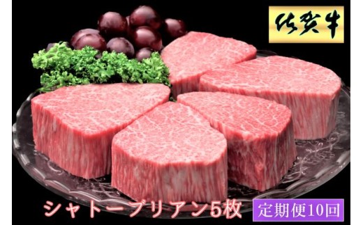 佐賀牛ヒレシャトーブリアン200ｇ×5枚　10ヵ月連続定期便 999-J1516