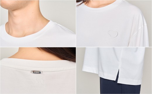 【ホワイト LL】ReFa バイタルテック コンフォートコットン クルーネックロングTシャツハートコレクション Aira 5