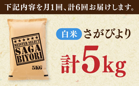 【全6回定期便】さがびより 白米 5kg / 五つ星お米マイスター厳選 特A米 特A評価  / 佐賀県 / 大塚米穀店[41ANAD013]