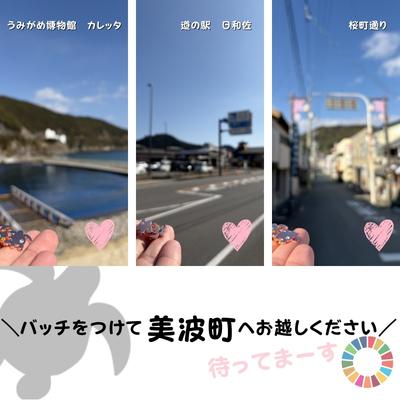 ふるさと納税 美波町 【町制20周年記念】未来へつなぐ「子ガメの帰郷」ピンバッジ 〜上品なピンクゴールド仕様〜