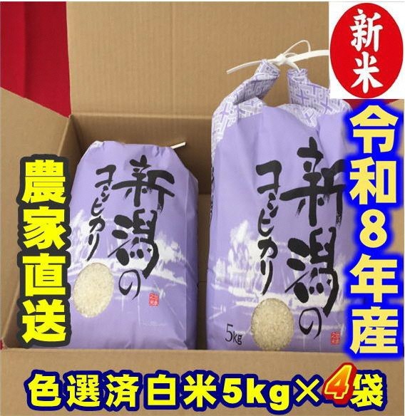 
                  【令和8年産新米】 新潟県産 「従来こしひかり」 白米 20kg（5kg×4袋） 阿賀野市産 中島農場 精米 新潟県 米 こめ コメ お米 ごはん ご飯 農家直送 色彩選別済 新米 新米予約 令和8年産 9月下旬より順次発送  3R18051
                