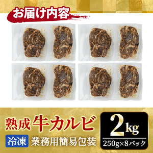 熟成牛カルビ 2kg (250g×8パック) たれ 味付 小分け 冷凍 焼肉 焼き肉 牛 牛肉 ビーフ カルビ BBQ 【そうざい男しゃく（株式会社池延）】【ho1472】