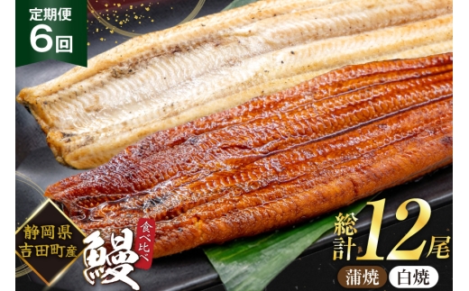 うなぎ 国産 静岡 うなぎ蒲焼 白焼 各130g 以上 各 1尾 計 2尾 6回 計12尾  タレ 山椒 付き [大井川うなぎ 静岡県 吉田町 22424764]  静岡県産 鰻 ウナギ ungai 蒲焼き うなぎ蒲焼き 鰻蒲焼 真空パック 冷凍 ◎