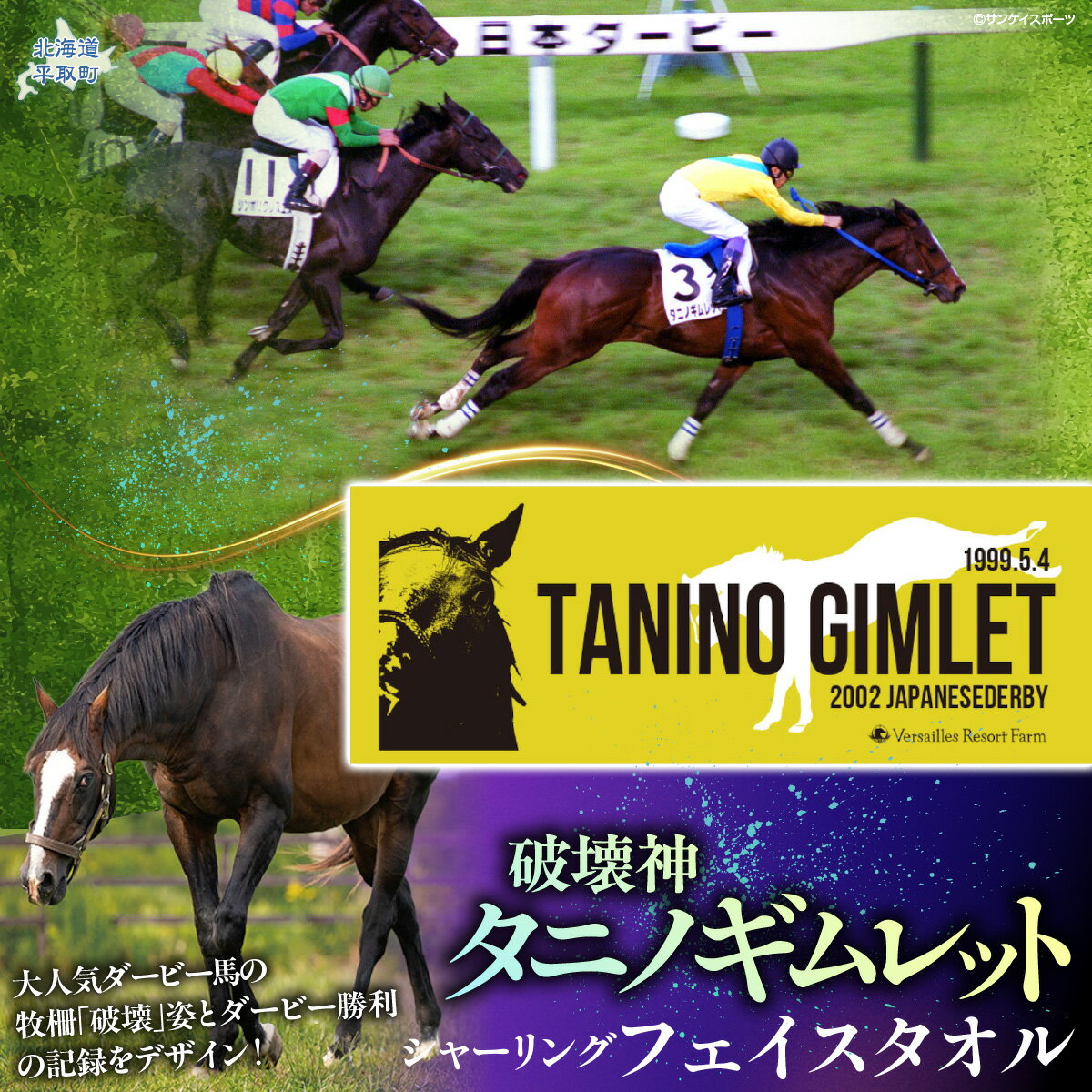 【ふるさと納税】【破壊神タニノギムレット】シャーリングフェイスタオル【 ふるさと納税 人気 おすすめ ランキング 馬 競馬 競走馬 引退馬 タニノギムレット タオル フェイスタオル 綿タオル 日高 北海道 平取町 送料無料 】 BRTV109