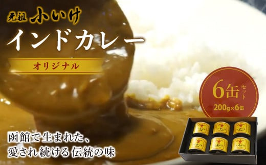 元祖小いけインドカレー オリジナル6缶セット ふるさと納税 人気 おすすめ ランキング インドカレー 元祖小いけ オリジナル 北海道 七飯町 送料無料 NAAN006