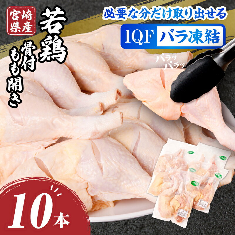 【ふるさと納税】宮崎県産 若鶏 骨付もも開き 10本セット 骨付き肉 もも肉 国産 骨付き もも開き 鶏肉 肉 セット 小分け パック アウトドア 料理 おかず スリット入り グルメ お取り寄せ おすすめ 宮崎県 宮崎市 送料無料